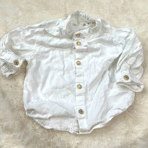 Zara white baby button down shirt 3-6months